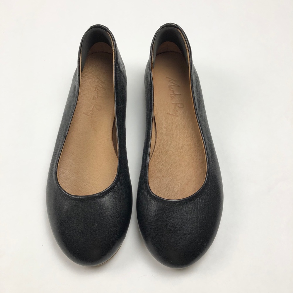 Marta Ray Black Leather Ballet Flats Round Toe made In Italy Size‎ 35 US 5
